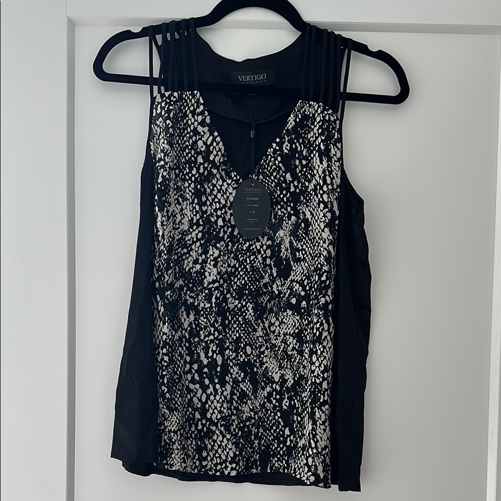 Vertigo Paris Black and White Snakeskin Blouse (M)
